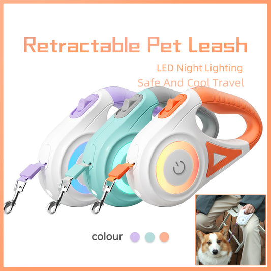 Dog Leash Retractable Leash And Dog Collar Spotlight Automatic Pet Dog Cat Traction Rope For Small Medium Dogs Pet Product