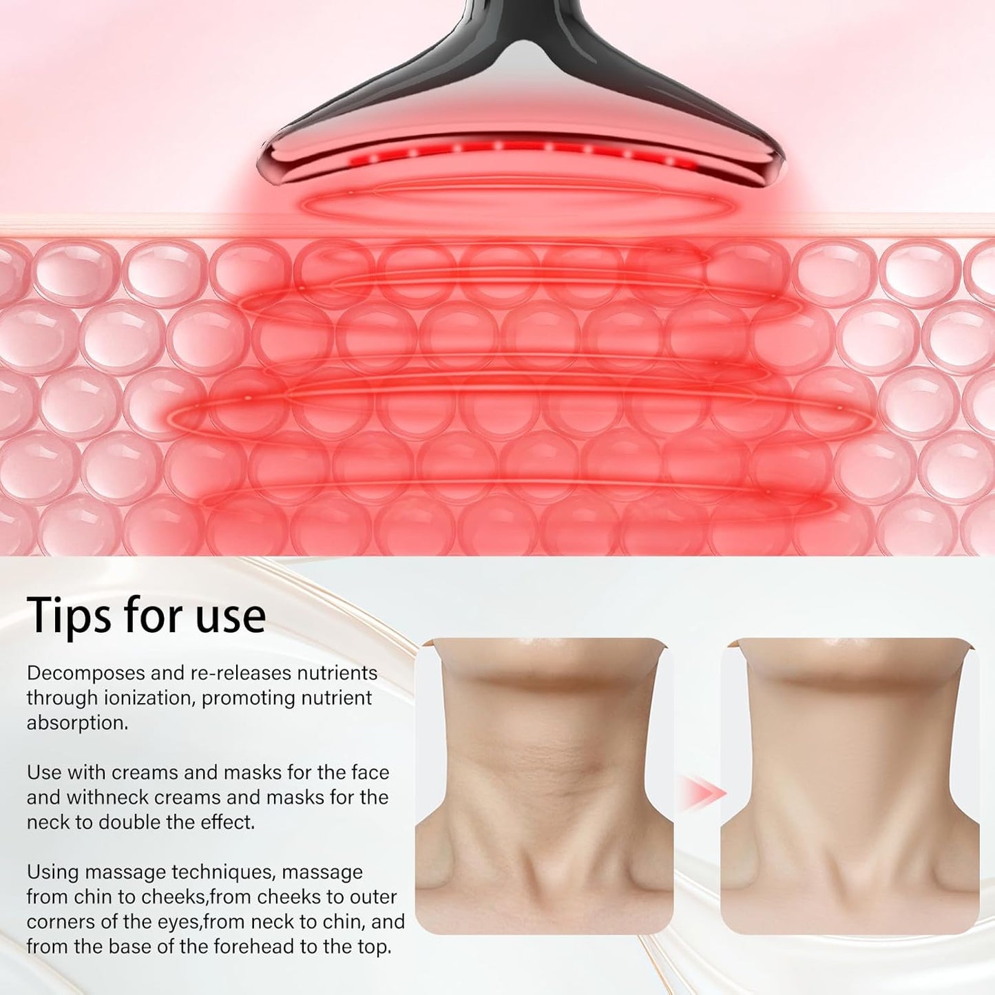 Neck & Face Massager with 7 Colors-Multi-Functional Skincare Tool,Home Beauty Device for Wrinkles&Relaxation