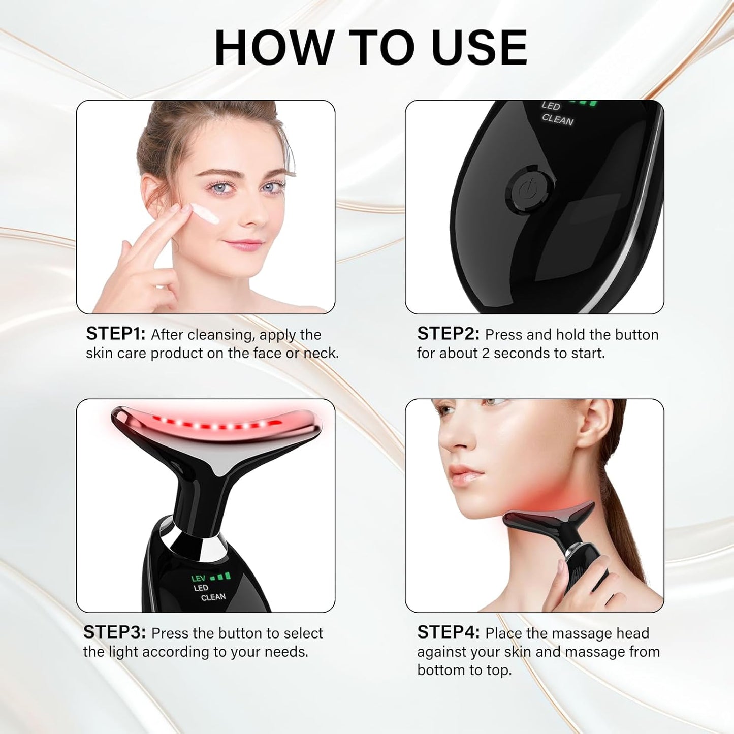 Neck & Face Massager with 7 Colors-Multi-Functional Skincare Tool,Home Beauty Device for Wrinkles&Relaxation