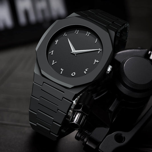 Aura Men's- Watch with Arabic Numerals-Matte Black- Minimalist Analog-