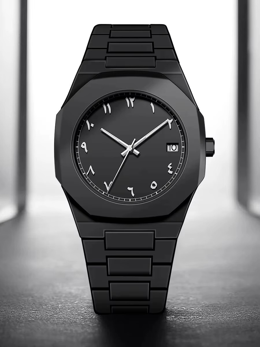 Aura Men's- Watch with Arabic Numerals-Matte Black- Minimalist Analog-