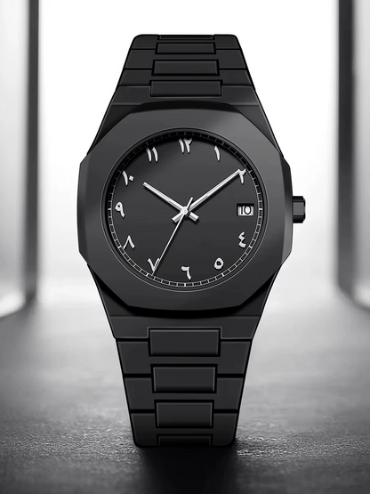 Aura Men's- Watch with Arabic Numerals-Matte Black- Minimalist Analog-