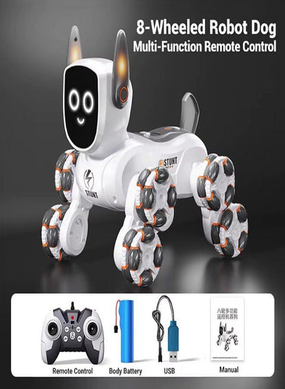 PlumoToys 8-Wheel RC Robot Dog Car – Cartoon Style Remote Control Off-Road Vehicle Toy for Kids – All-Terrain, Durable Plastic Build, Fun Gift for Boys & Girls