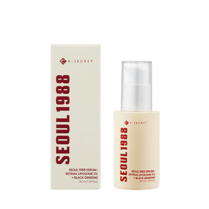 K-SECRET SEOUL 1988 Retinal Serum – Formulated with Advanced Retinal Liposome 2% and 58% Black Ginseng Extract | Fine Lines and Skin Texture Care Serum | Korean Skincare, 30ml / 1.01 fl oz