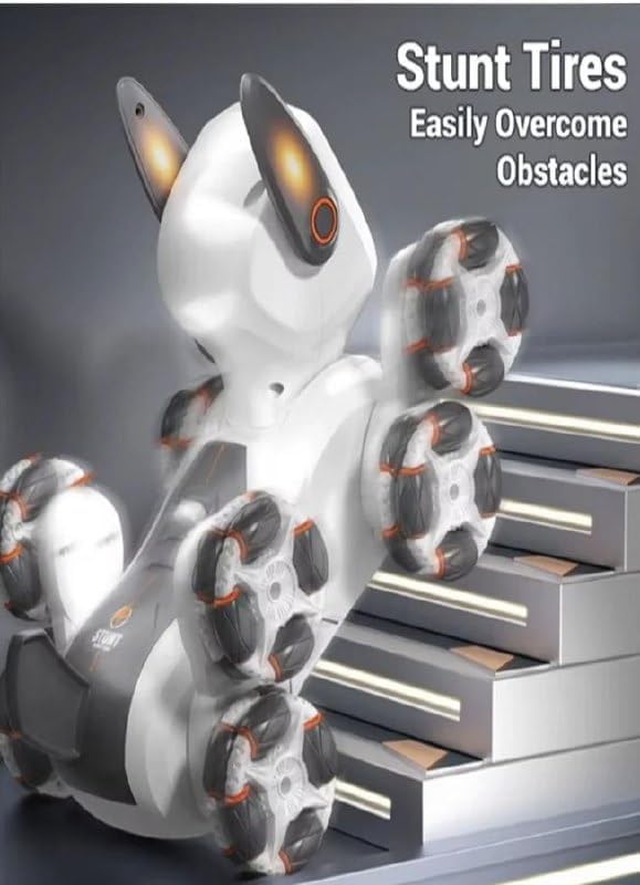 PlumoToys 8-Wheel RC Robot Dog Car – Cartoon Style Remote Control Off-Road Vehicle Toy for Kids – All-Terrain, Durable Plastic Build, Fun Gift for Boys & Girls