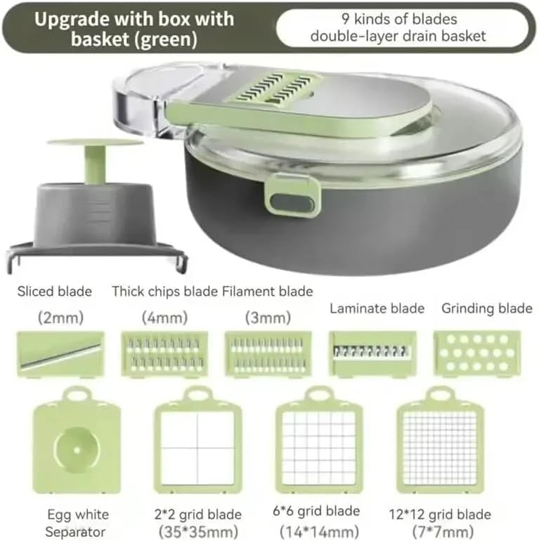Premium Vegetable Chopper, 9-in-1 Multifunctional Slicer, Cutter, Shredder, 25.4 cm