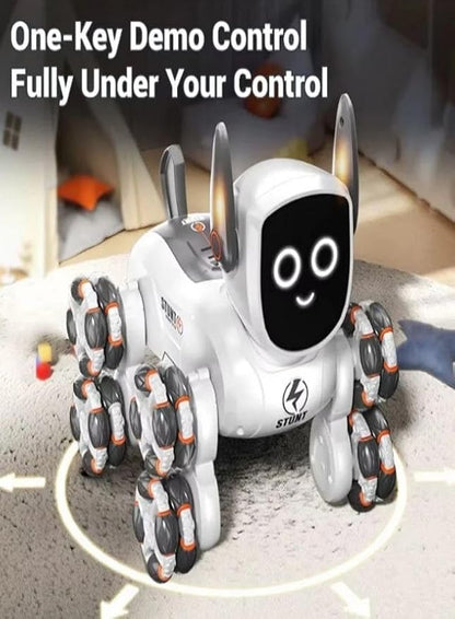 PlumoToys 8-Wheel RC Robot Dog Car – Cartoon Style Remote Control Off-Road Vehicle Toy for Kids – All-Terrain, Durable Plastic Build, Fun Gift for Boys & Girls