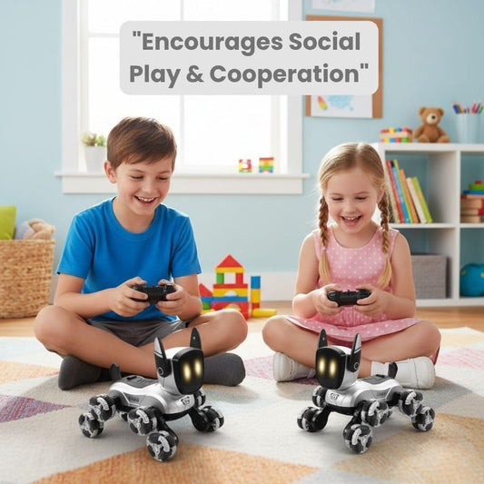 PlumoToys 8-Wheel RC Robot Dog Car – Cartoon Style Remote Control Off-Road Vehicle Toy for Kids – All-Terrain, Durable Plastic Build, Fun Gift for Boys & Girls