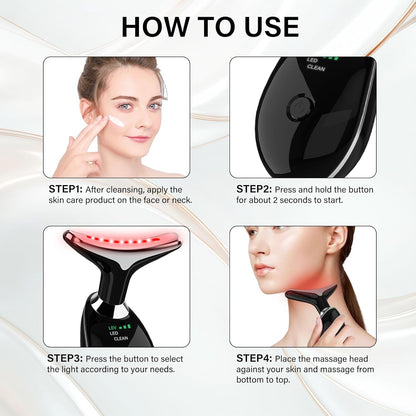 Neck & Face Massager with 7 Colors-Multi-Functional Skincare Tool,Home Beauty Device for Wrinkles&Relaxation
