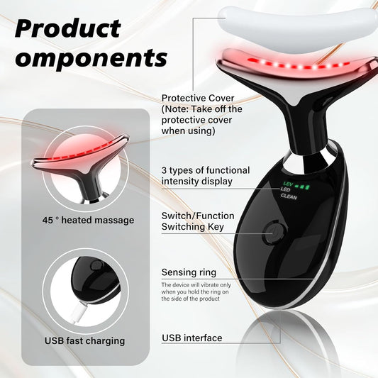 Neck & Face Massager with 7 Colors-Multi-Functional Skincare Tool,Home Beauty Device for Wrinkles&Relaxation