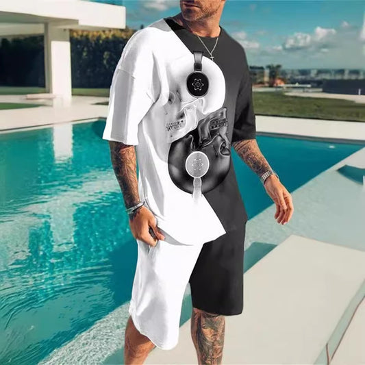 Simple Men's 3DT Shirt Short Sleeve Plus Shorts Oversized