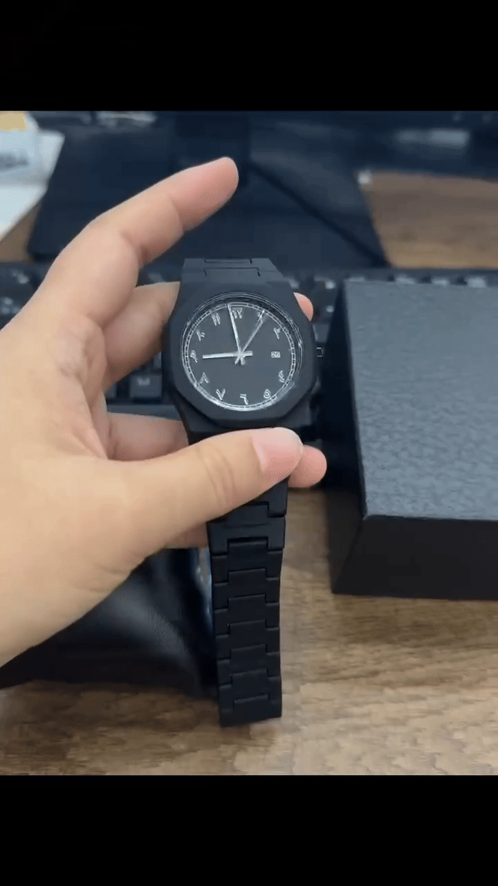 Aura Men's- Watch with Arabic Numerals-Matte Black- Minimalist Analog-