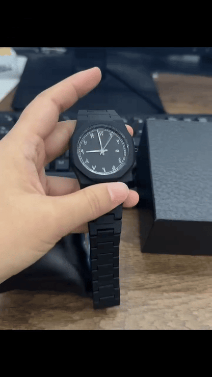 Aura Men's- Watch with Arabic Numerals-Matte Black- Minimalist Analog-