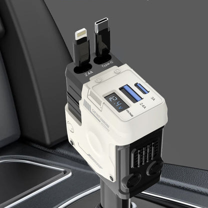 Car Charger Fast Charging And Retractable 4 in 1 Cigarette Lighter